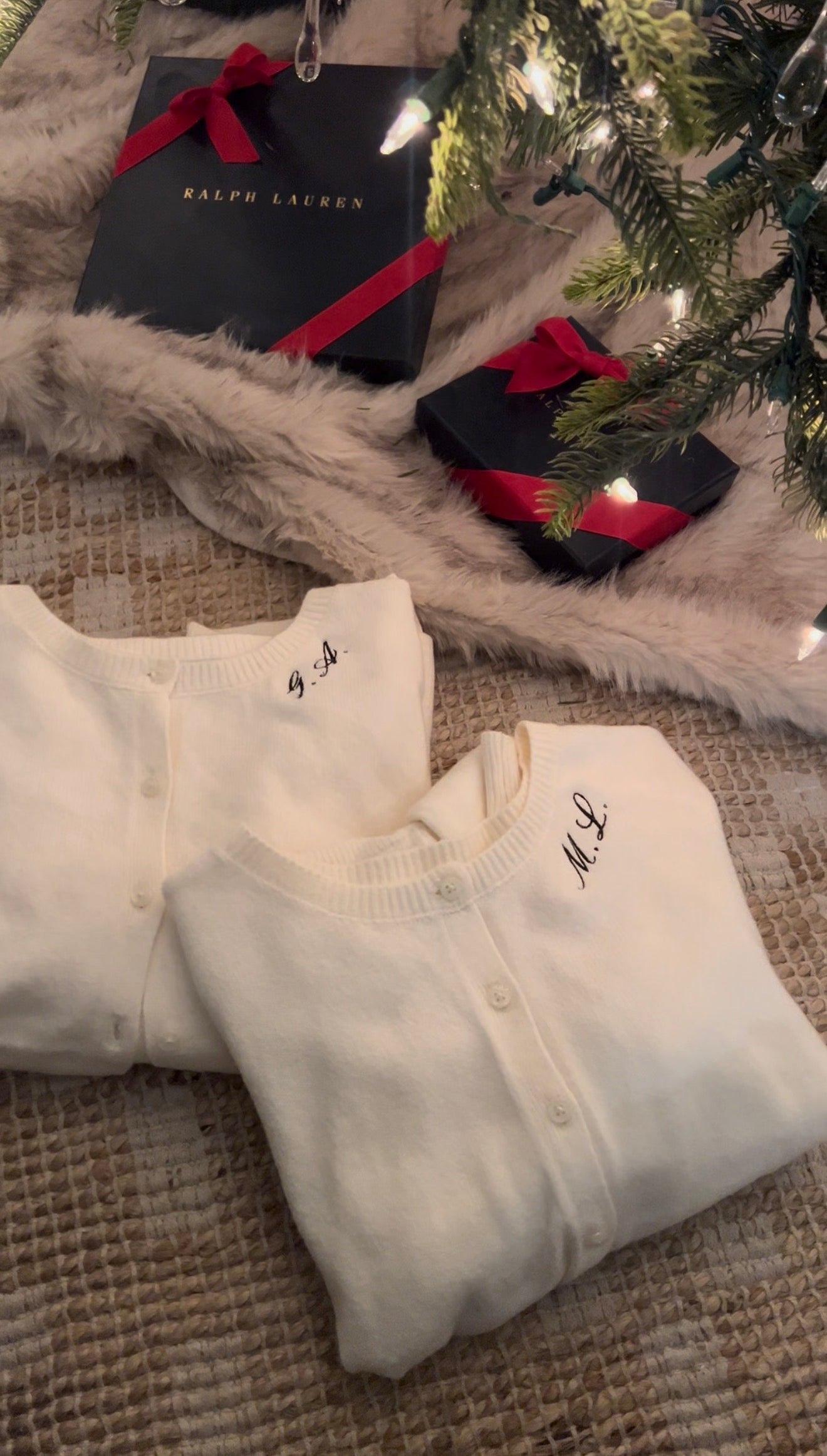 E. Cream Initial Button Up Sweater !!